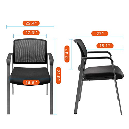 Clatina Mesh Back Stacking Arm Chairs With Upholstered Fabric Seat And Ergonomic Lumber Support For Office School Church Guest Reception Black #TOP6