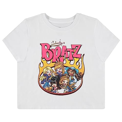 Bratz Ladies Original Dolls Shirt - Yasmin, Cloe, Jade, and Sasha 1990's Vintage Throwback Graphic T-Shirt (White, X-Large)
