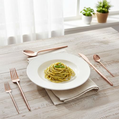 Image of 10 Pcs Rosegold Cutlery Set for Dining Table the Perfect Lightweight Silim Handle Tableware Including Dinner Spoon, Dinner Fork, Dinner Knife, Dessert Spoon & Dessert Fork