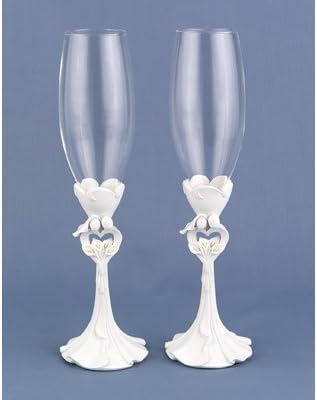 Set of 2 Loves Embrace Wedding Toasting Glasses