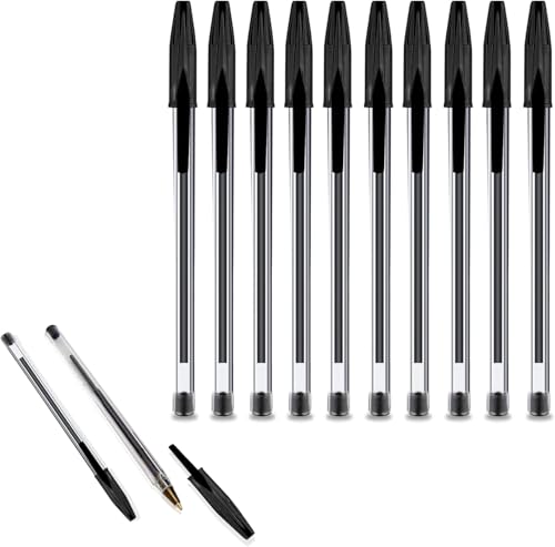 G4GADGET Pack of 50 Black Pens - Medium Tip Fluent Smooth Writing Black Biro Ballpoint Pens - Image 8