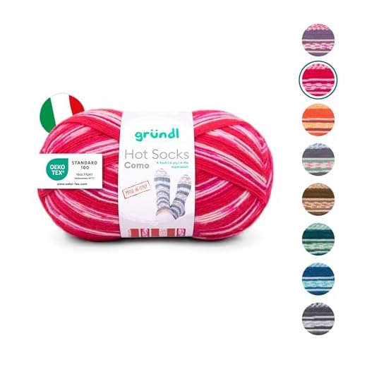 Gründl Wolle Hot Socks Como 4-fach - Sockenwolle für 1 Paar Socken - Sockengarn - Weich und hautfreundlich - 75% Schurwolle, 25% Polyamid - 1 Knäuel 100 g / 420 m -Nadelstärke 2,5-3 - himbeere-weiß