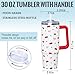Fnokuxz 30 Oz Red Cherry Tumbler with Handle and Straw, Insulated Stainless Steel Coffee Travel Cup Mug Water Bottle, Red Cherry Themed Gifts for Women