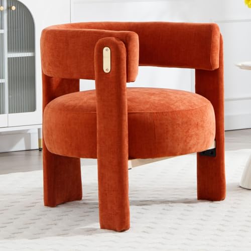 chairus Ohrensessel Loungesessel Wohnzimmer Chenille Armlehnestuhl Sessel Schlafzimmer Moderner Polsterstuhl Cocktailsessel mit Rückenlehne (Orange)