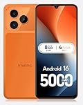 invens NOTE 17P Mobile Phones, Android 16 Smartphone, 5000mAh Battery, 8.75mm Ultra-Slim, 6.9" HD+, 16MP+8MP Camera, 8GB+64GB/1TB Android Phones,4G Dual SIM Unlocked, Face ID, GPS, OTG, Orange