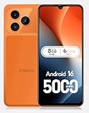 invens NOTE 17P Mobile Phones, Android 16 Smartphone, 5000mAh Battery, 8.75mm Ultra-Slim, 6.9" HD+, 16MP+8MP Camera, 8GB+64GB/1TB Android Phones,4G Dual SIM Unlocked, Face ID, GPS, OTG, Orange