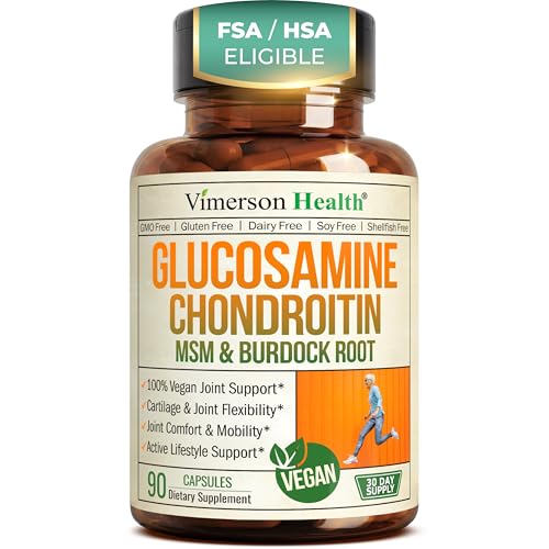 Glucosamine Chondroitin MSM – Joint Support Supplement for Women and Men with Glucosamine Sulfate 1500 mg, Chondroitin and MSM – for Cartilage, Joint Health and Flexibility – 90 Capsules, Vegan