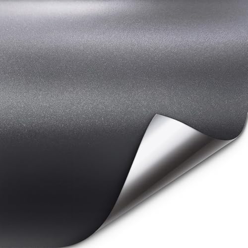 Image of WISDOM Charcol Black Metallic Vehicle Wrap Vinyl Matt Finish Easy Apply Air-Release Weatherproof DIY Car, Scooty & Motorcycle (Charcol Black, 20 Inch X 12 Feet)
