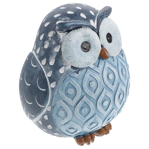 Statue chouette bleue figurine déco maison résine moderne - 2