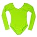 Child Scoop neck Long Sleeve Leotard Bright Lime Green