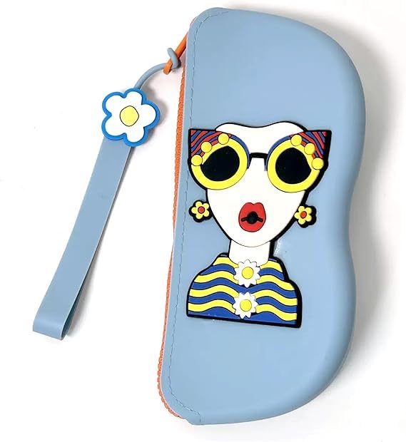 Silicone Sunglass Case with Zipper & Wrist Strap – Waterproof, Shock-Resistant Soft Eyeglass Holder for Men, Women & Kids, (SKY)