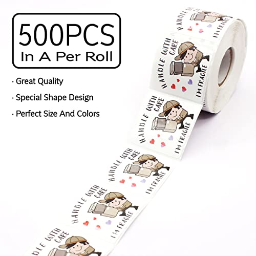 Handle With Care Funny Stickers,Thank You Stickers,Handmade Stickers,Small Shop Stickers,Envelopes Stickers For Small Business, Online Retailers,Handmade Goods,500 Labels Per Roll #TOP1
