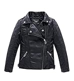 Material: PU-Leder. Jungen Mädchen Kunst Lederjacke Kragen Motorrad Leder Mantel Kinder Biker Style Herbst Winter Jacke
