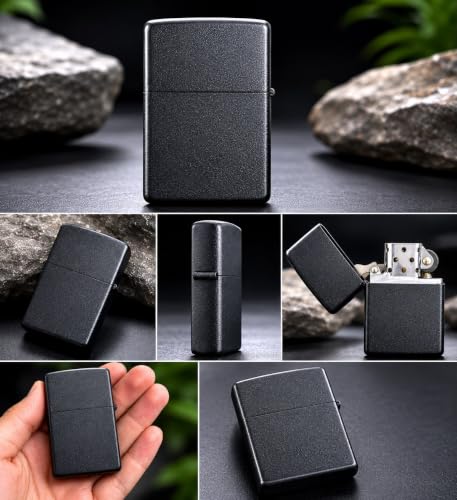 Image of This refillable Pocket Lighter is Crafted with a Durable Metal Body and Designed for Reliable Ignition Even in Windy Conditions. Operating on Oil Fuel (Matte Black)
