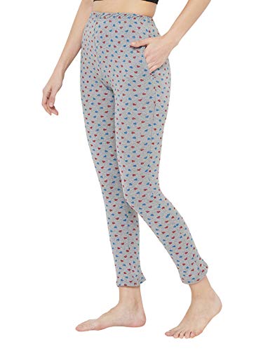 Image of Clovia Women's Cotton Heart Print Casual Style Pyjama (Lb0176J01 Grey Medium)