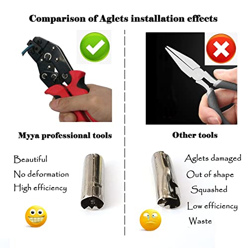 Hand Aglet Crimping Pliers, Metal Shoelace Aglets Crimper Tools for Attach Metal Sheath Aglets to the End of Laces Hoodie Shoelaces Tips DIY Installation 3.5, 4, 5 mm