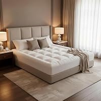 Pro Home1400gsm Double Bed Mattress Topper 10cm Extra Thick Hypoallergenic Firm Mattress Toppers Double Size Bed With Soft Microfiber Fill Breathable & Washable Quilted Topper with Secure Straps