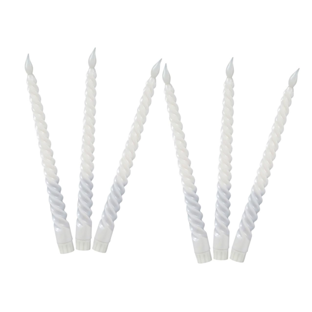 Velas cónicas en espiral LED de cera con llama realista pack de 6 unidades 8