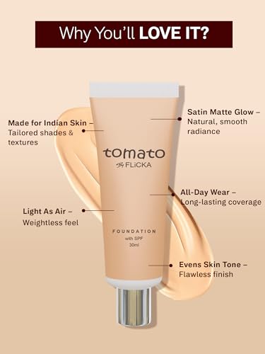 Image of FLiCKA Makeup Kit | Tomato Liquid Foundaion 30ML (Caramel) | 3 In 1 Silk Touch Primer Moisturiser and SPF (Sun Protection Formula) 60ML | Make up Combos