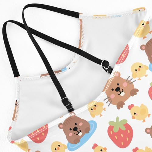 senya Girls Swimsuits One-Piece Swimwear Tie Bathing Suit Beach Summer Round Neck 5-6T Guinea Pig Chicken Pattern4