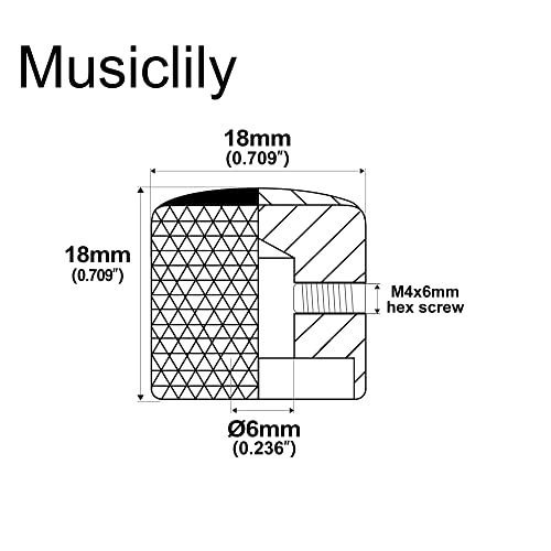 Musiclily Pro 6mm Abalone Top Knobs Aço Dome com Parafuso para Telecaster Guitarra e Baixo Precision