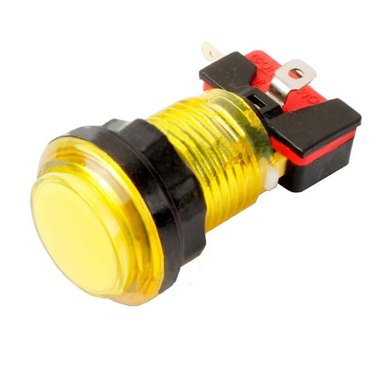 Bouton Arcade Lumineux LED - Micro-interrupteur Inclus, Trou 33 Mm, 5V/12V, Rouge, Pour Borne DIY