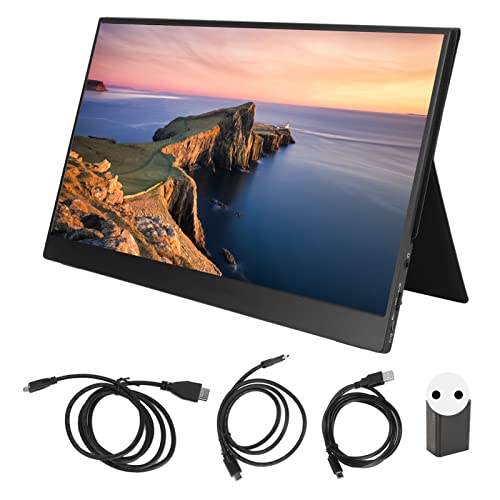 Jectse Tragbarer 14-Zoll-Monitor, FHD 1080P IPS 178-Grad-Laptop-Monitor-Extender mit Magnetischer PU-Lederhülle, Typ-C-HDMI-Gaming-Monitor, Zweiter Externer Monitor für Laptop (EU-Stecker)