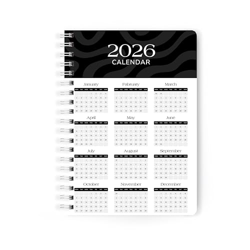 Image of PAPBOO A5 Handy, Hardcover, Hardbound 2025 Diary with Calendar, Easy to Carry White Spiral Wiro Notebook: 80 GSM Paper, Ruled, 188 Pages, Journal, Diary, Gift (Black)