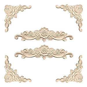 Vasemele Holzornamente Rosen Schnitzerei 6 Stücke