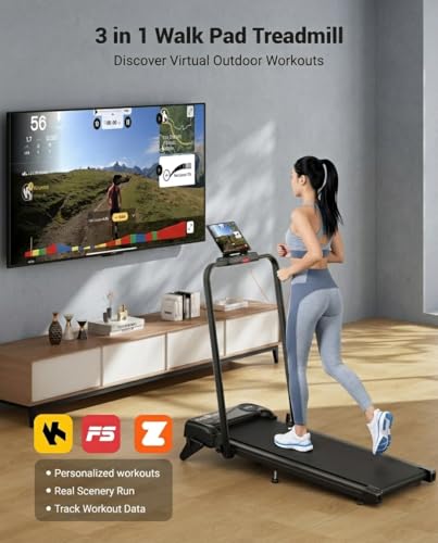 Image of THERUN Walking Pad with Handle Bar, Walking Pad Treadmill for Home, Compact Treadmills with APP, Under Desk Treadmill with 10% Manual Incline, Portable Treadmill with Quiet Core