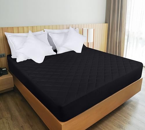 Image of Utopia Bedding Quilted Fitted Mattress Pad, Twin Size, Elastic Fitted Mattress Topper Protector and Cover with Deep Pocket Stretches up to 16 Inches, Machine Washable (Black)