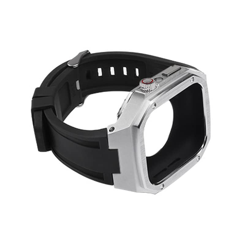 Boîtier métal pour Apple Watch 44mm et bracelet silicone haute finition