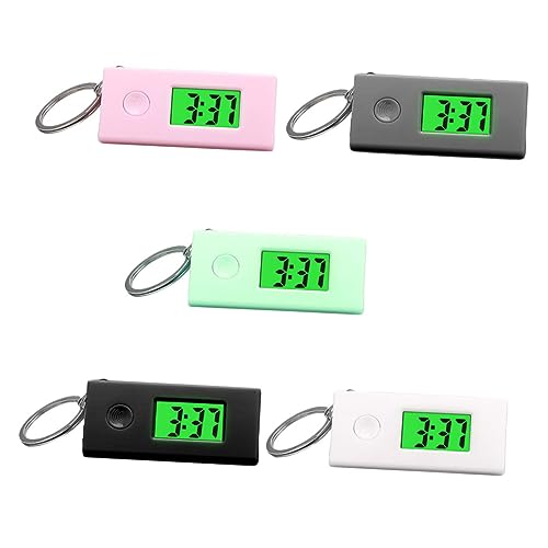 BESTYASH 5 Pcs Silent Digital Watch Key Chain Watch Keychain for Backpacks Key Ring Pocket Watch Keychains for Climbing Pocket Watches Digital Pocket Alarm Clock Watches Clip Plastic