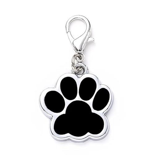 COOLLIANT Cute Personalized Pet Name Tags for Cats/Dogs - Glitter Custom pet id tag, Dog id Tags Engraved for Pets, Customizable cat tag, pet Collar Charms, Dog Name tag (Paw-Shaped-Small: Black)