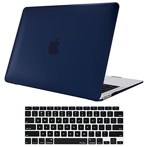 ProCase for MacBook Air 13 Inch 2020 2019 2018 A2337 M1 A2179 A1932, Hard Case Shell Cover with Keyboard Skin Cover -Darkblue