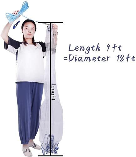 Lawaia Rete Da Pesca Rezzaglio Retino Da Pesca Rete Sparviero In Acqua Salata Monofilamento In Nylon Rete Da Lancio A Mano Reti Da Gettare In Ghisa Raggio Di 1.2-3.6M - 7