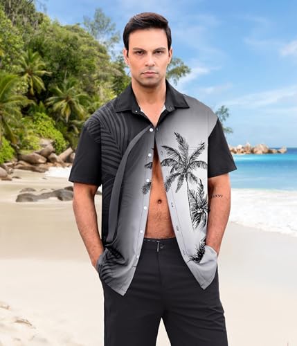 Men's Hawaiian Shirt Short Sleeve Casual Printed Button Down Tropical Shirt Summer Holiday Beach Hawaii Shirts3