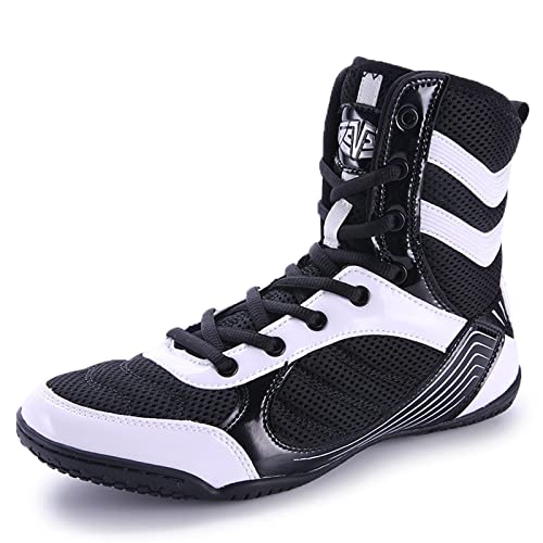 FJJLOVE Zapatillas Deportivas Ligeras para Hombres De Boxeo, Lucha Y Kickboxing, Entrenadores De Boxeo Transpirables para Fitness Atlético,Negro,37 EU