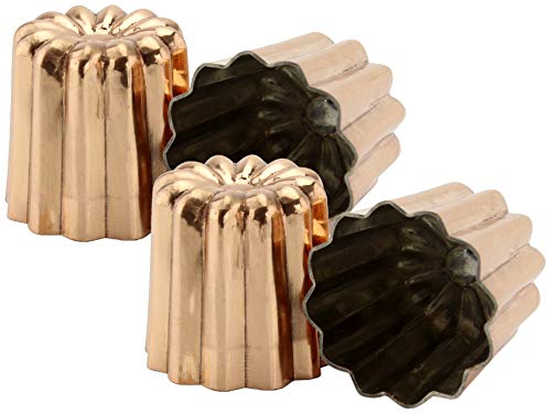 Darware Copper Canelé Pastry Molds (4-Pack); 2-Inch Bordeaux French Custard Cannele Cake Traditional Pastry Baking Molds with Heat-Conducting Copper - Thumbnail 2