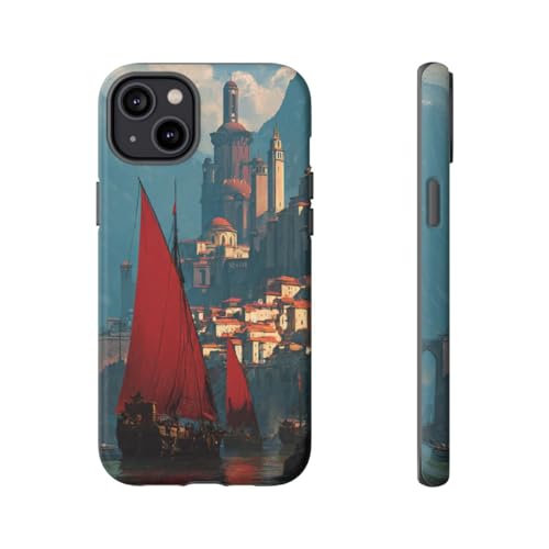 Coque iPhone 14 Plus navires à voile rouge finies les rayures et traces