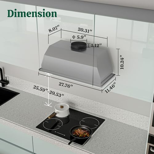 FIREGAS Range Hood Insert 30 Inch, 600 CFM Ducted/Ductless Convertible Built-in Kitchen Vent Hood, Stainless Steel Stove Hood with 3 Speed Exhaust Fan & Aluminum Filters