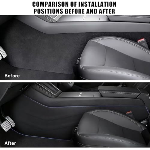 Image of 8Pcs Door Sill Protector and 2Pcs Center Console Anti-Kick Pads for Tesla Model Y Juniper 2025 2026 Front and Rear Door Pedal Kick Protection Carbon Fiber Friction Resistant Interior Accessories