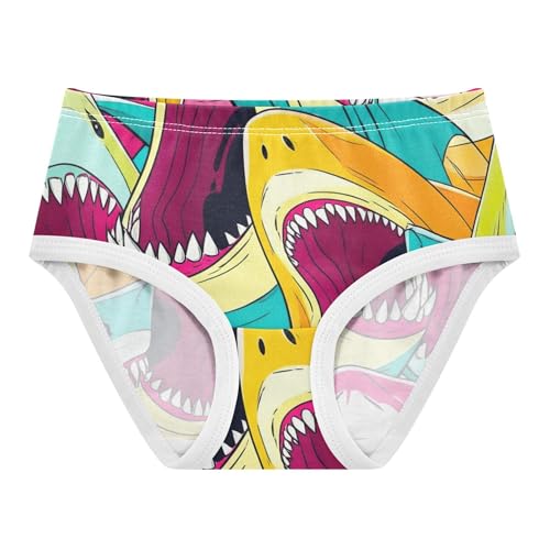Cartoon Watercolor Sharks Cute Panties Girl Toddlers Underwear Floral Cotton Print Briefs Girls Undies 2t