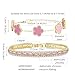 2Pcs Stackable Bracelet Set for Women Pink Cubic Zirconia Tennis Bracelet Adjustable 18K Gold Plated Clover Bracelet Set Trendy Gifts for Women (Pink-colored)