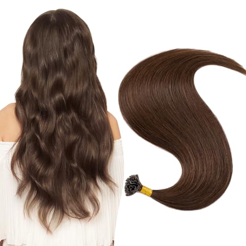 UK-Fashion-Shop Extensiones de pelo auténtico con queratina, 50 mechones, naturales Remy humanos, 50 g, 50 cm (50 g), marrón chocolate #04