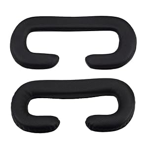 Operitacx 2 Stück PU Leder VR Gesichtspolster, 22mm+8mm Schweißfestes Ersatzpolster Kompatibel mit HTC Vive, Atmungsaktives Gesichtskissen Face Cover Pad Schwarz