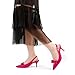 JOY IN LOVE Kitten Heels for Women Slingback Pumps Sandals Pointy Toe Pumps with Bow Fuchsia Suede 7 US