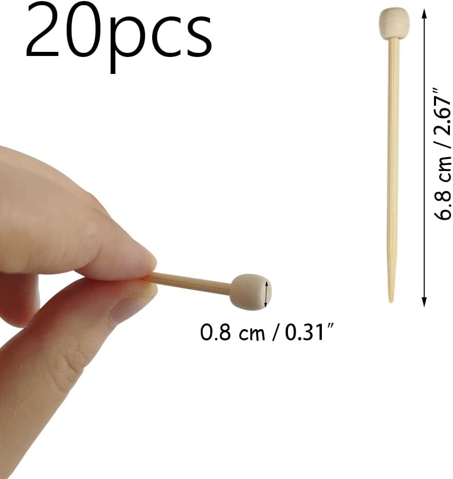 20Pcs Bamboo Marking Pins 2.65" Long Single Pointed Knitting Needles image 2