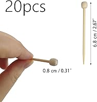 Vista 2 de 20 pines de marcado de bambú de 2.65 pulgadas de largo, agujas de tejer de un solo punto, mini alfileres de marcado, accesorios de tejer
