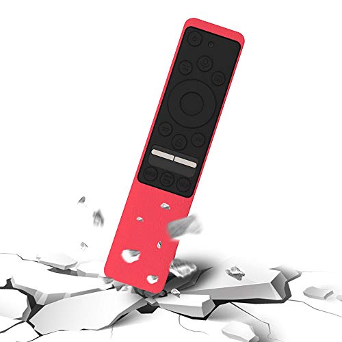 Image of Oboe Sikai Silicone Case Compatible with Samsung BN59-01312A QLED 8K 4K Smart TV Remote Shockproof Full Wrap Protective Remote Cover Skin-Friendly Anti-Slip Anti-Lost with Remote Loop (Red-Black)